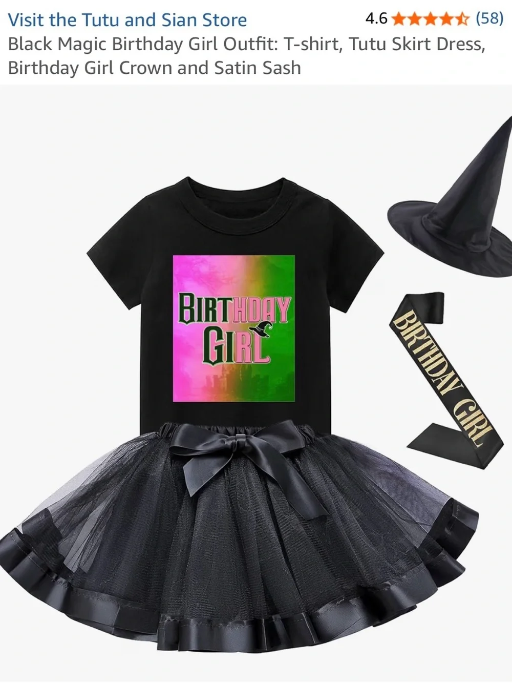 NWT Tutu And Sian Wicked Inspired Birthday Girl Tutu Costume Set Size: 8Y